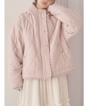 フリルキルティングフードジャケット