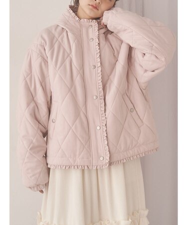フリルキルティングフードジャケット