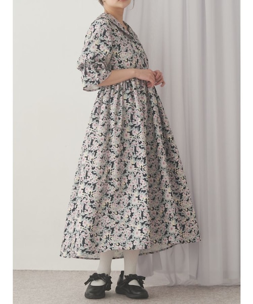 floralセーラーギャザーパフワンピース｜メリージェニーの通販