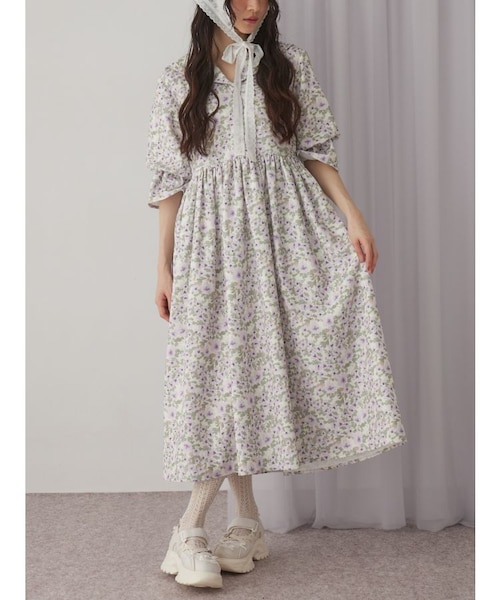 セーラーパフワンピース floralセーラーギャザーパフワンピース｜メリージェニーの通販