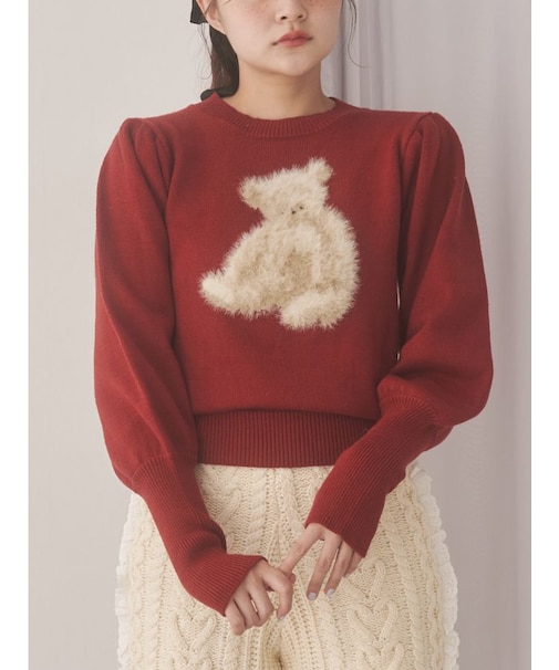 bear shaggy knit tops