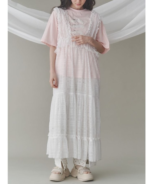 チュールフリルレイヤードワンピース