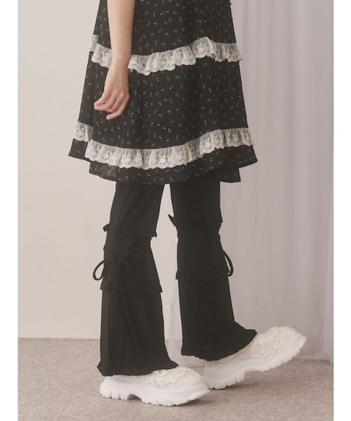 merryjenny フリルリブフレアパンツ 実物写真あり フリルリブフレアパンツ（スウェットパンツ）｜merry jenny