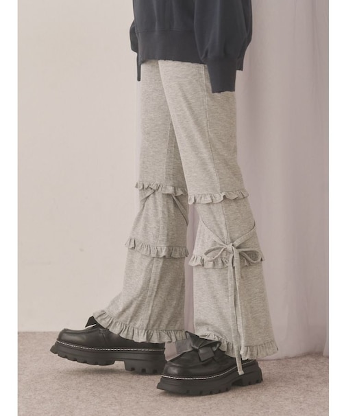 フリルリブフレアパンツ