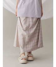 check×checkリボンギャザースカート