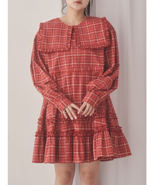 checkスクエアカラーミニワンピース