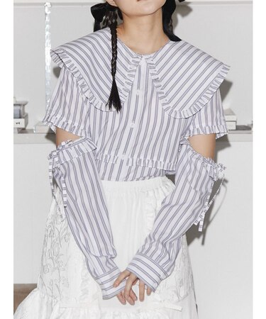 3wayビッグカラーストライプシャツ