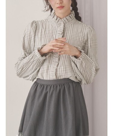 frill neckブラウス
