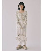 サテンフリルワイドパンツ