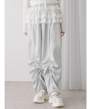 サテンフリルワイドパンツ