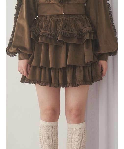 フリルベロアミニスカート