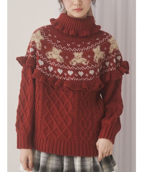 bear yoke knit tops｜メリージェニーの通販｜&mall（アンドモール