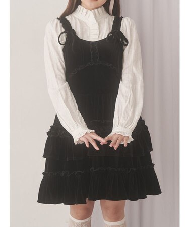 コルセットベロアフレアミニワンピース