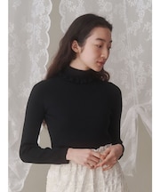 frillリブタートルニット