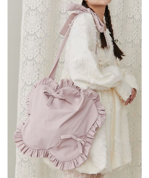 マロニー★サイズオーダーも可能！ヌビフリルトートバッグ【Medium】 VIBGYOR トートバッグ Mignonjour/フリルチェック柄トートバッグ