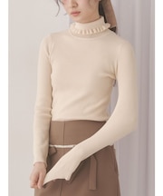 frillリブタートルニットtops