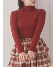 frillリブタートルニットtops