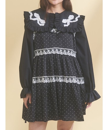 ribbonフリルカラーブラウス