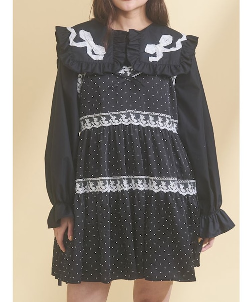 ribbonフリルカラーブラウス