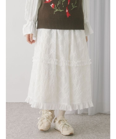 デコレーションレースミディスカート