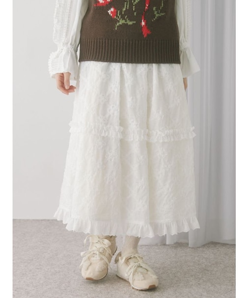 デコレーションレースミディスカート