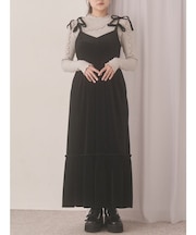 アシメribbonベロアワンピース
