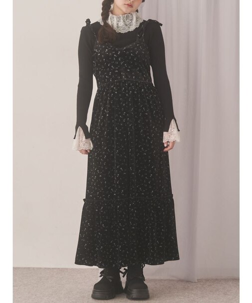 アシメribbonベロアワンピース