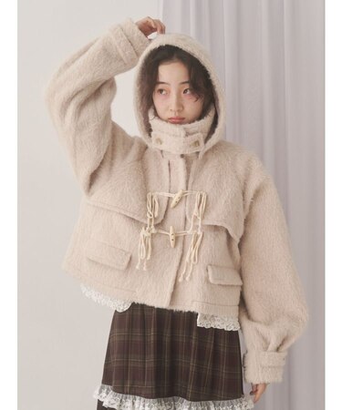 milk shaggy Duffle Coat