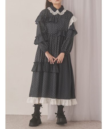 フリルドットデコレーションワンピース