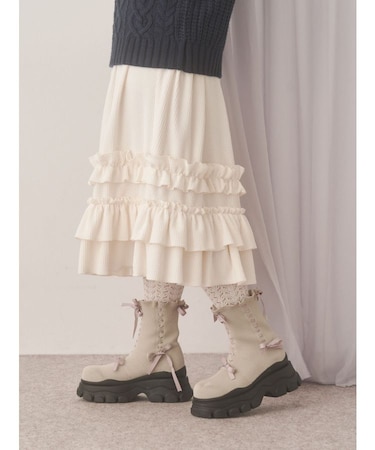 コーデュロイフリルタックスカート