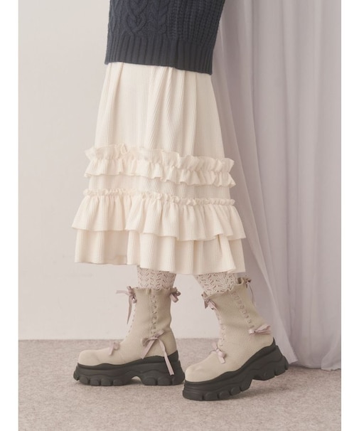 コーデュロイフリルタックスカート