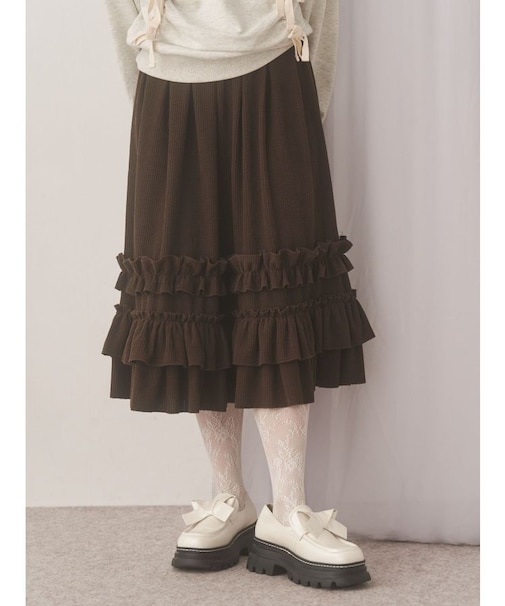 コーデュロイフリルタックスカート