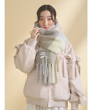 fluffy ribbonチェックマフラー