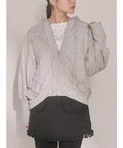 frill lace puff hoodie