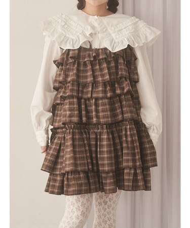 チェックホイップクリームミニワンピース