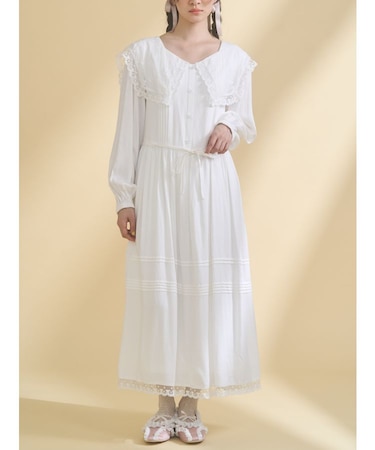 airy lace collarワンピース
