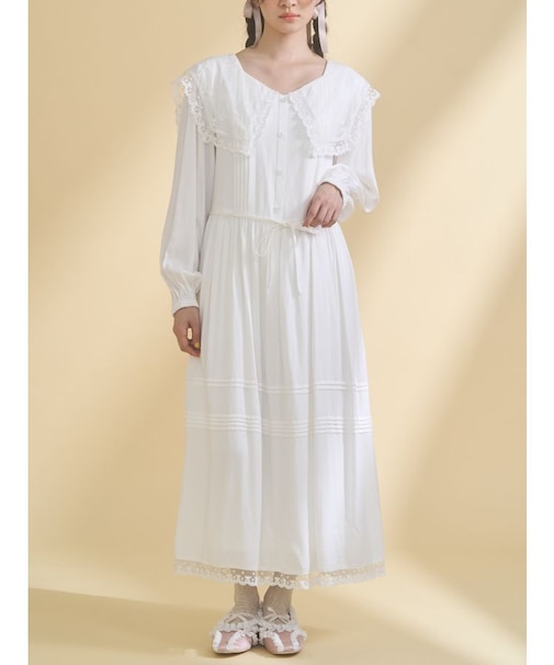 airy lace collarワンピース