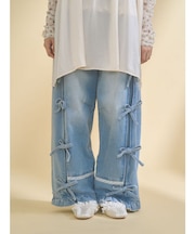 バレルレッグリボンデニムパンツ