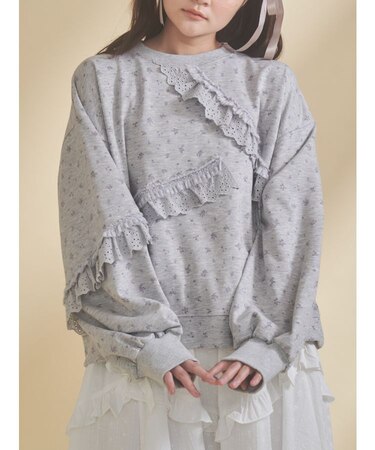 flowerレーススウェット