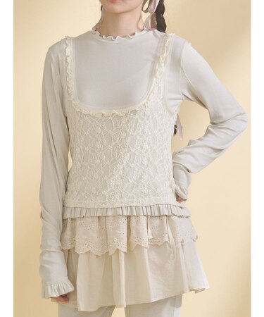lace layered long tee