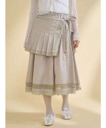 pleats apron layered skirt