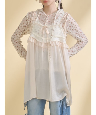 サテンリボンキャミチュニック