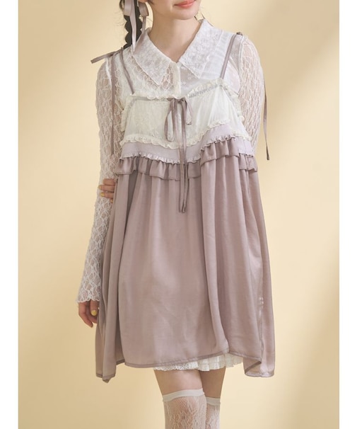 サテンリボンキャミチュニック