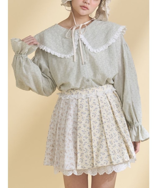 dot laceフリルカラーブラウス