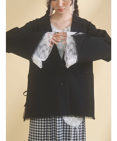 lace slit ribbon jacket｜メリージェニーの通販｜&mall（アンドモール