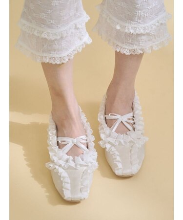 フリルデコラティブバレエシューズ