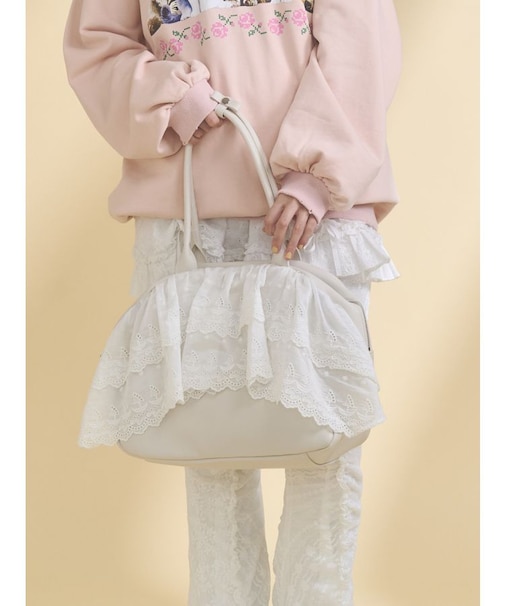 クリームボストンバッグ