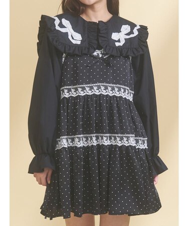 ribbonフリルカラーブラウス