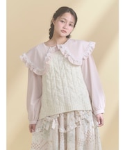 フリルカラーニットドッキングブラウス