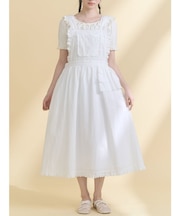 レースアップリケエプロンワンピース